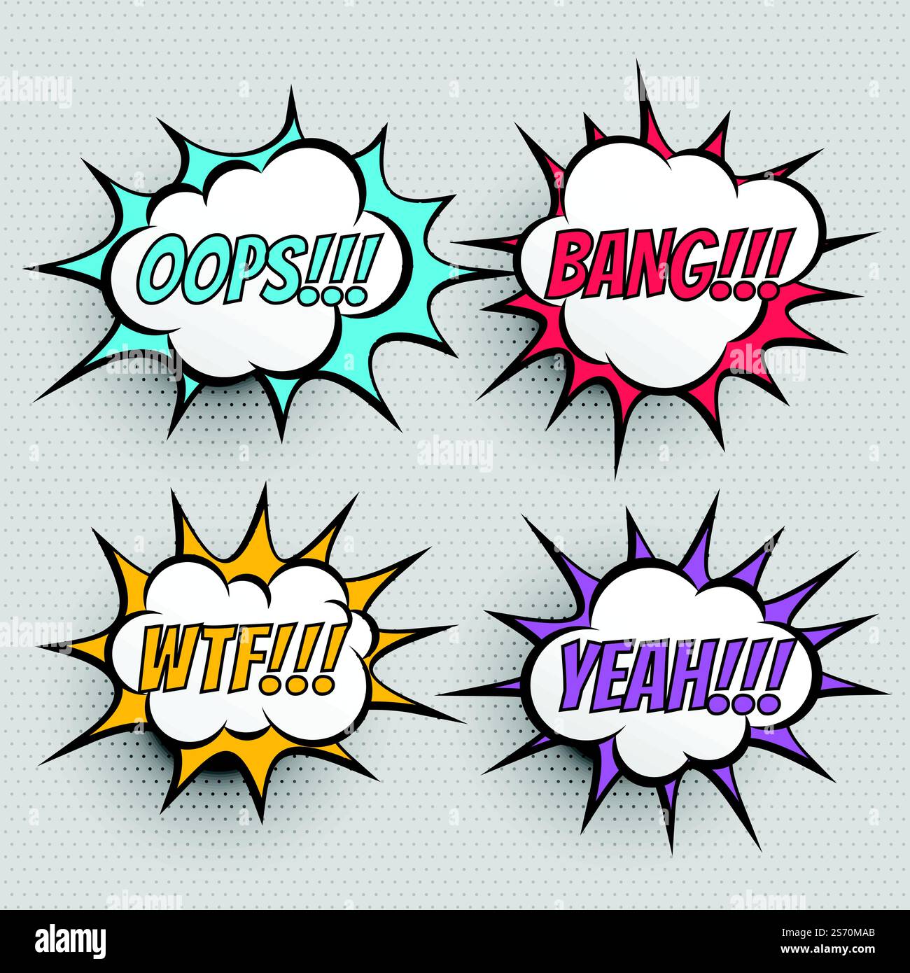 Comic-Ausdruck Text Effekt Satz von vier Stock Vektor