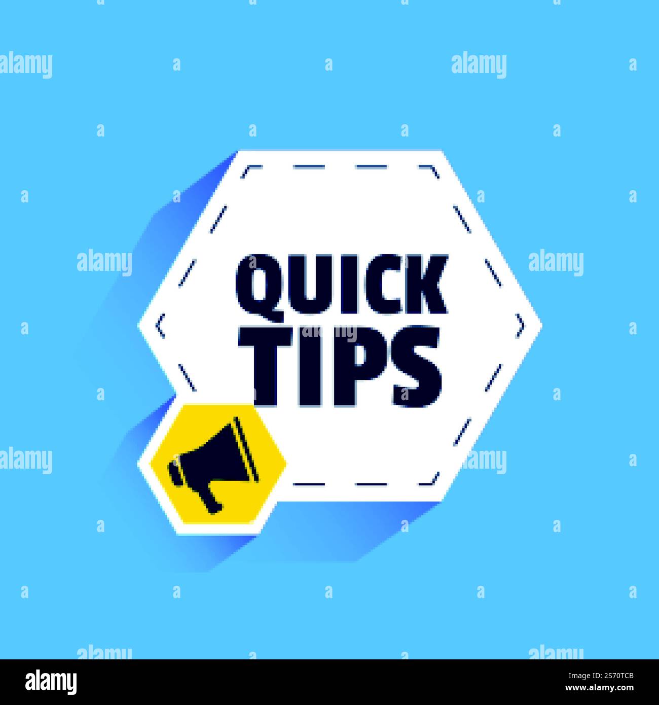 Flacher Stil Quick Tips Hintergrund mit Megaphon Stock Vektor