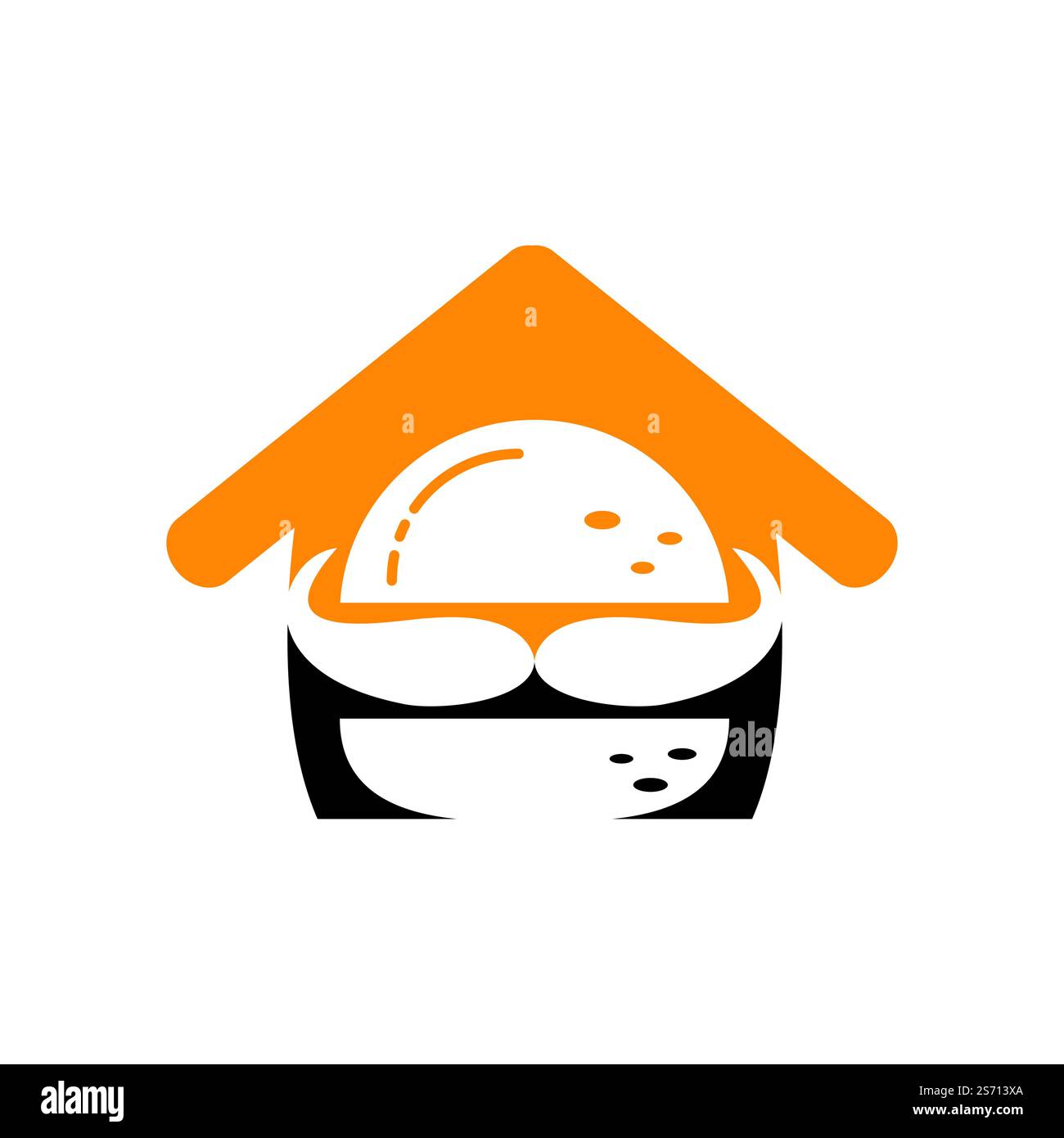 Burger King Vektor-Logo-Design. Burger mit Krone und Schnurrbart mit Logo in Heimform. Stock Vektor