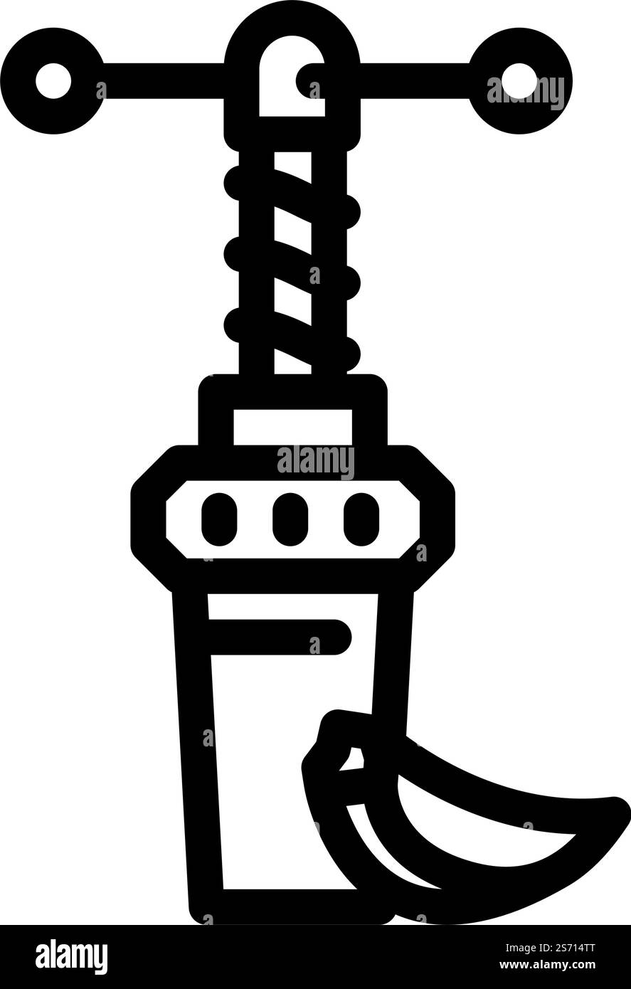 Knoblauchpresse Linie Symbol Vektor. Knoblauchdruckschild. Schwarze Abbildung des isolierten Kontursymbols. Knoblauchpresse Linie Symbol Vektor Illustration Stock Vektor