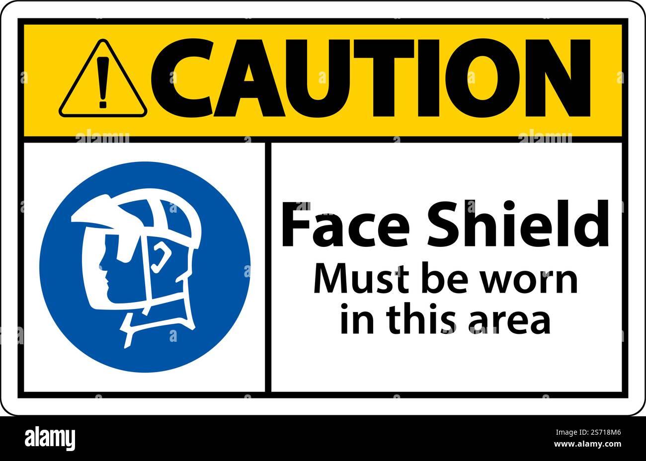 Vorsicht Gesichtsschutz Muss Auf Weißem Hintergrund Getragen Werden Stock Vektor