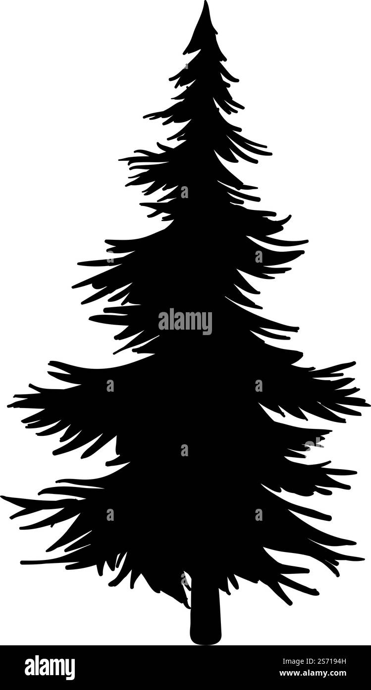 Weihnachten (Neujahr) Element der Tannenbaum Silhouette. Vektorgrafik. Stock Vektor