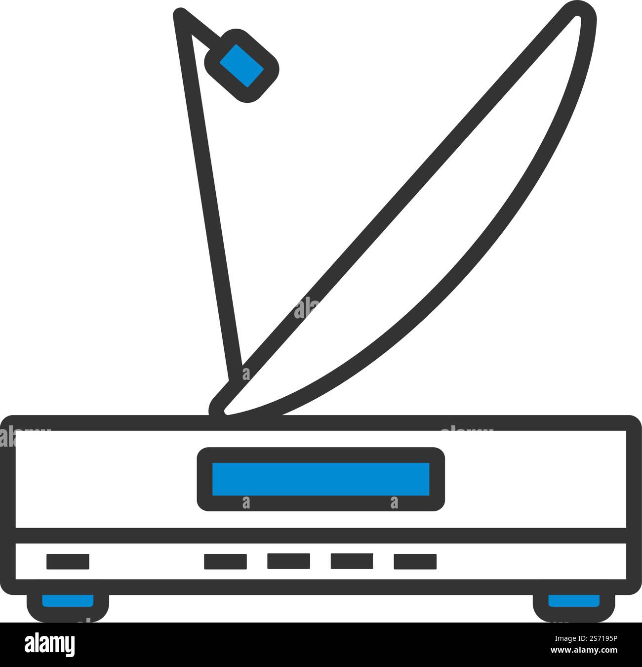 Satellitenempfänger Mit Antennensymbol. Editierbare Fett Formatigte Kontur Mit Farbfüllungsdesign. Vektorgrafik. Stock Vektor