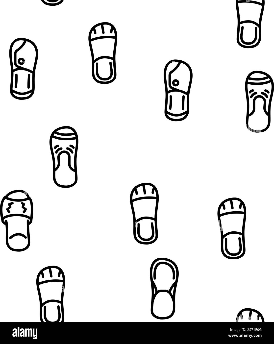 Home Schuhe bequeme Schuhe Vektor nahtlose Muster dünne Linie Illustration. Home Schuhe bequeme Schuhe Vektornahtloses Muster Stock Vektor