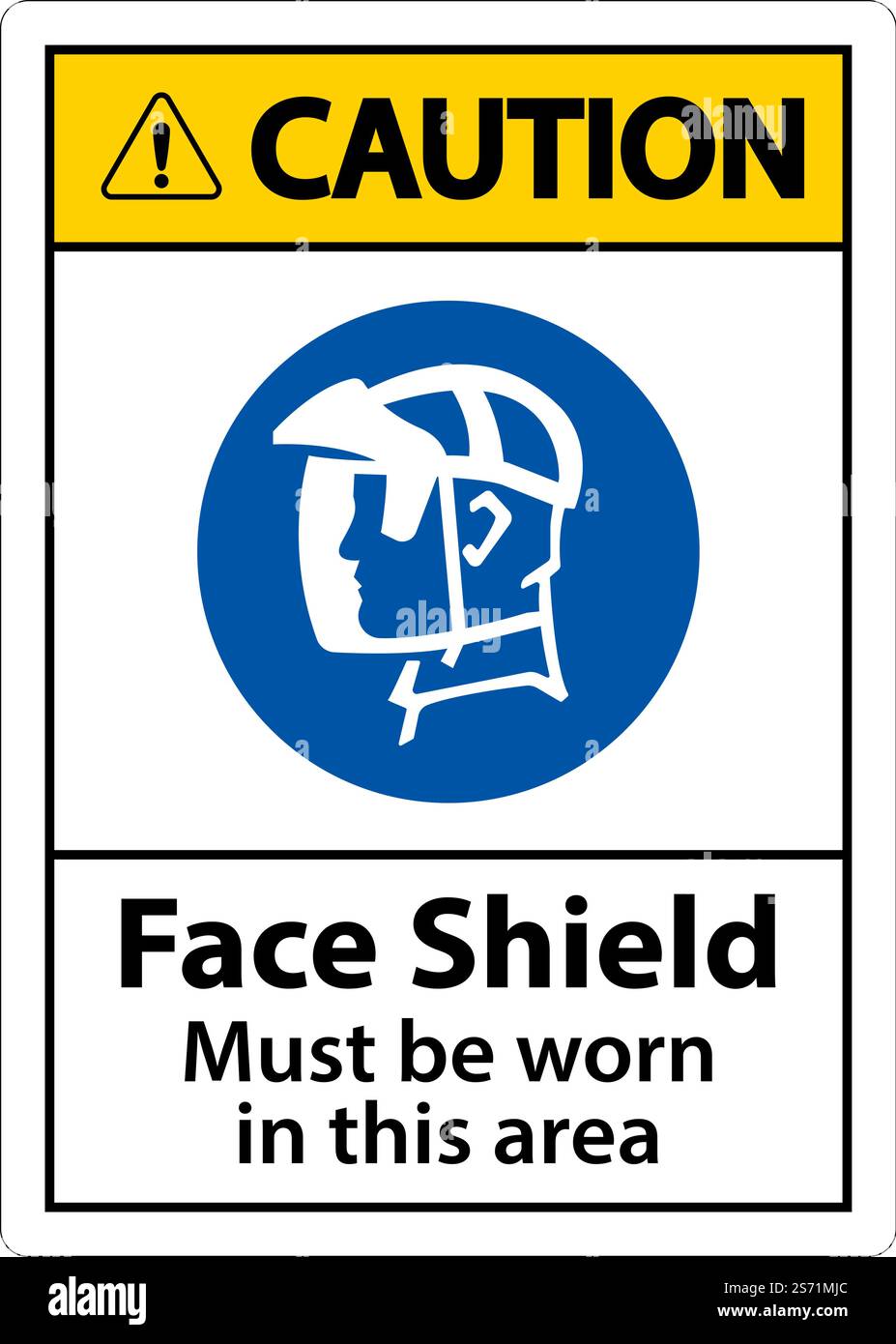 Vorsicht Gesichtsschutz Muss Auf Weißem Hintergrund Getragen Werden Stock Vektor