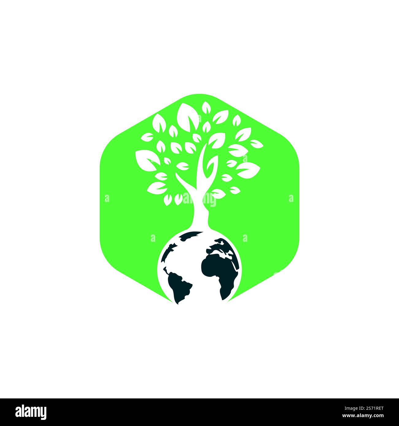 Globe Tree Vector Logo Designvorlage. Planet- und Eco-Symbol oder -Symbol. Stock Vektor