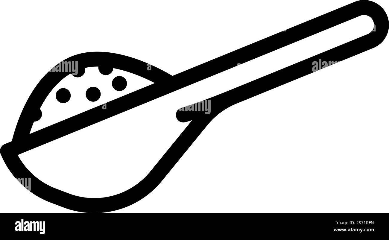 Salz Holzlöffel Linie Symbol Vektor. Salt Holzlöffel Schild. Schwarze Abbildung des isolierten Kontursymbols. Salz Holzlöffel Linie Symbol Vektor Illustration Stock Vektor