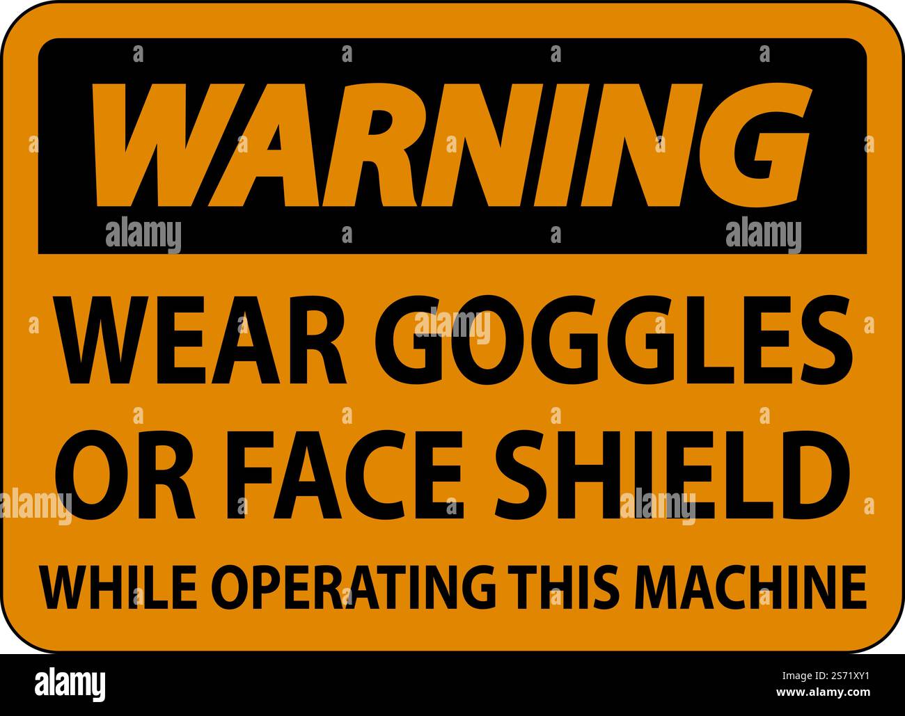Warnung Tragen Sie eine Brille oder ein Schild mit Gesichtsschutz auf weißem Hintergrund Stock Vektor