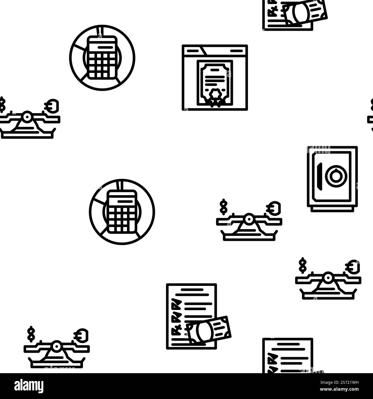 Asset Management Digital Business Vektor nahtlose Muster dünne Linien Illustration. Asset Management – nahtloses Muster für digitale Geschäftsvektoren Stock Vektor