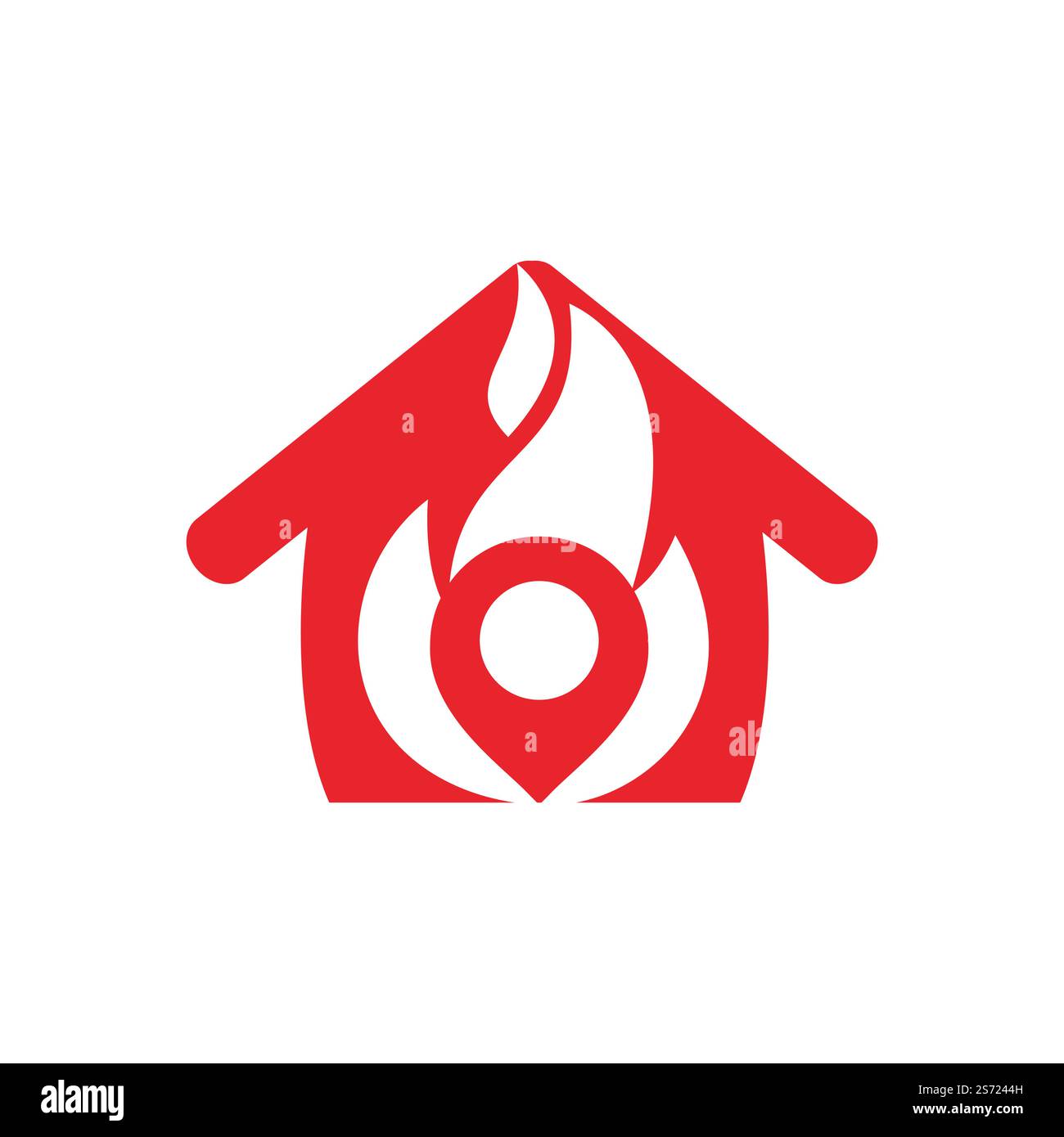 Design-Vorlage für Logo „Fire Pin Vector“. Designkonzept Brandort Logo. Stock Vektor