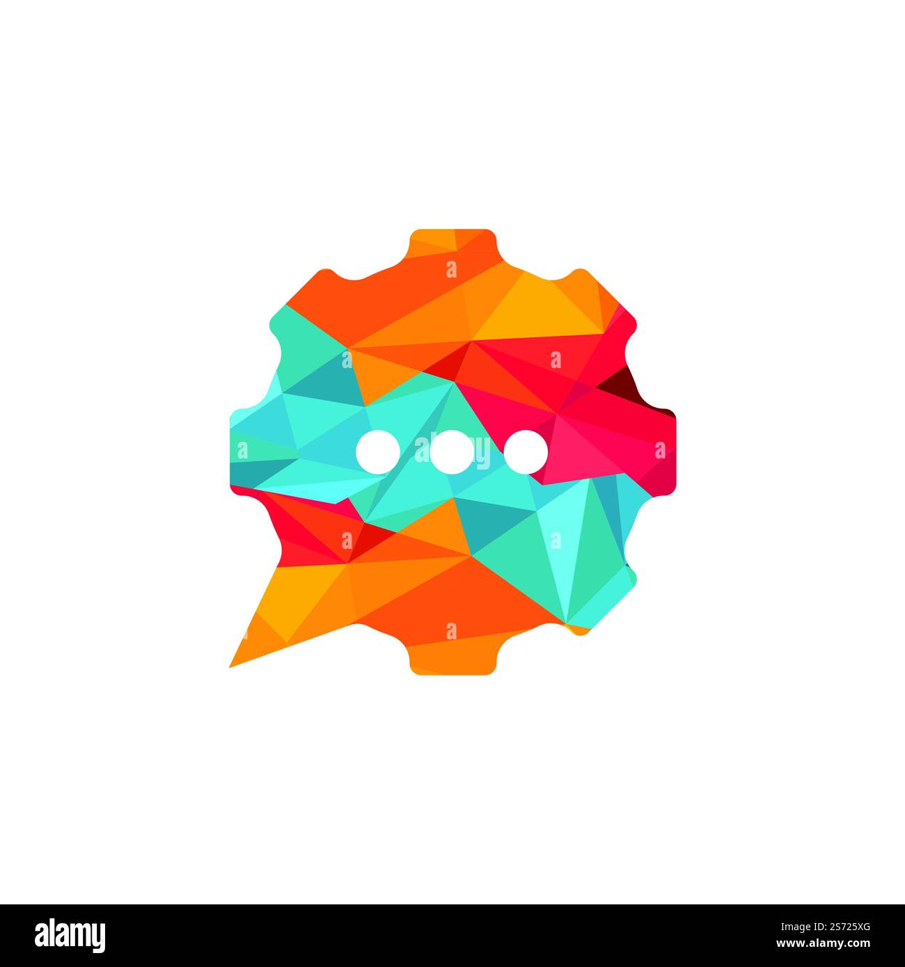 Gear Chat-Vektor-Logo. Zahnrad mit Sprechblasen-Symbol. Stock Vektor