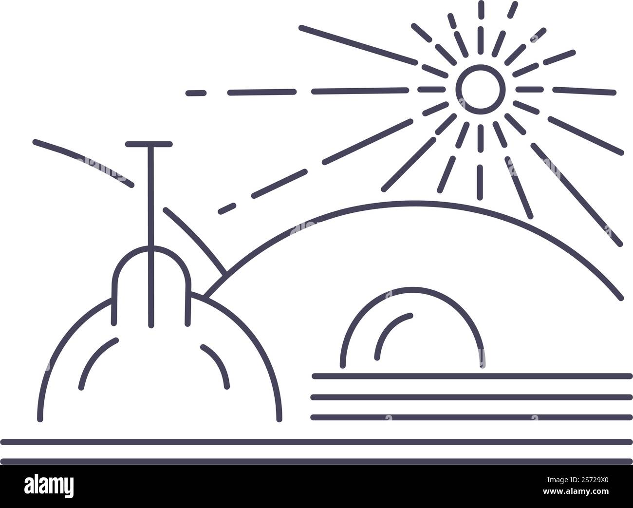 Landwirtschaft und Arbeit auf dem Feld im ländlichen Raum, in Dörfern oder in der Landwirtschaft auf dem Land. Wiese mit Hügel, Erntegut und Ausrüstung oder Maschinen für die Bodenbearbeitung. Erntezeit, Vektor in flacher Form. Landwirtschaft Landwirtschaft Industrie, Feld an sonnigem Tag Stock Vektor