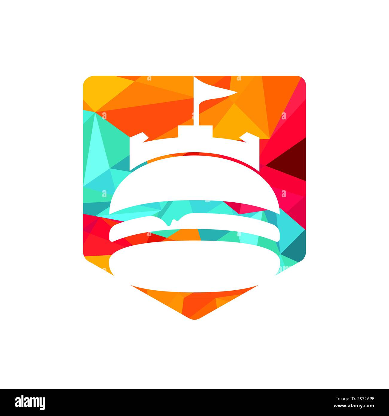 Burger Castle Vektor-Logo-Design. Fort Burgher Logo-Design. Stock Vektor