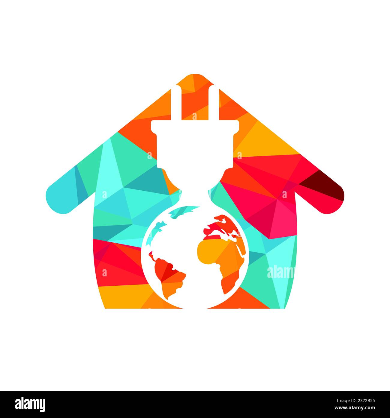 Globale Designvorlage für das Vektorlogo des Elektrokabels. Logo-Konzept für die globale Energieversorgung im Haus. Stock Vektor