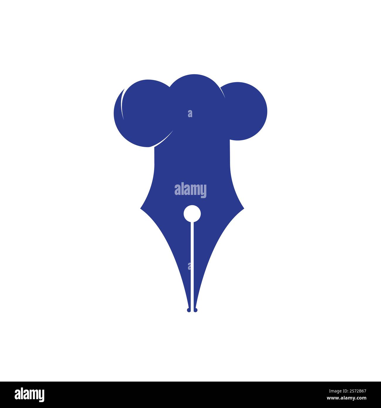 Design mit Vektorlogo für Food Writer. Design mit Chefmütze und Stift Icon Logo. Stock Vektor