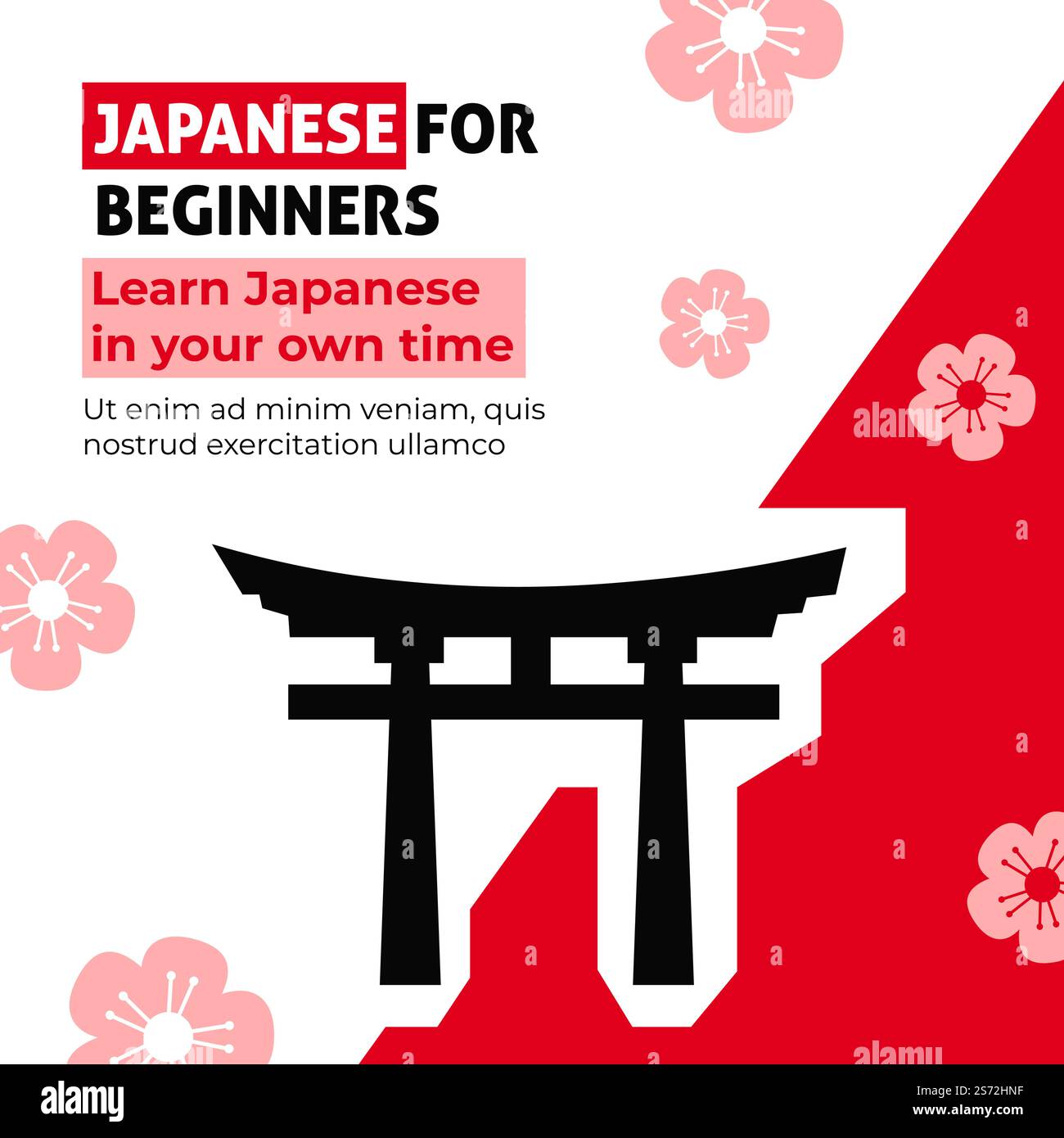 Lernen Sie Japanisch in Ihrer eigenen Zeit, Unterricht oder Kurse für Anfänger. Unterricht in Gruppen- oder Einzelgesprächen mit Lehrern, Online-Unterricht und -Bildung für alle. Vektor in abgewickelter Form. Japanisch für Anfänger, lernen Sie die eigene Sprache Stock Vektor