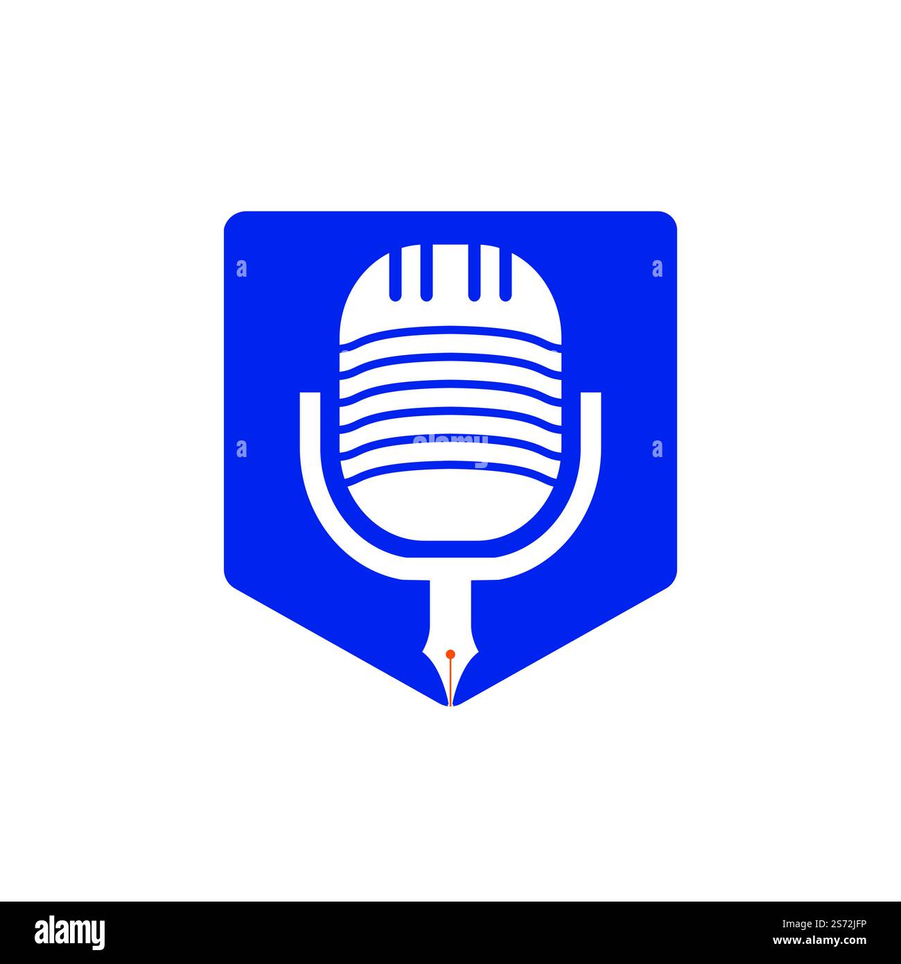 Stiftmikrofon Konferenz-Podcast-Radio-Logo. Vektor-Logo-Design für Bildungs-Podcasts. Stock Vektor