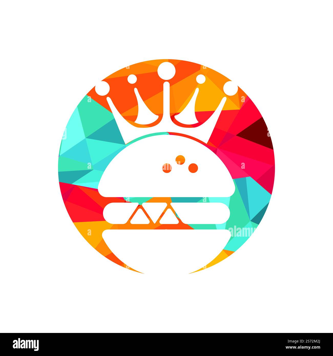 Burger King Vektor-Logo-Design. Burger mit Crown Icon-Logo. Stock Vektor