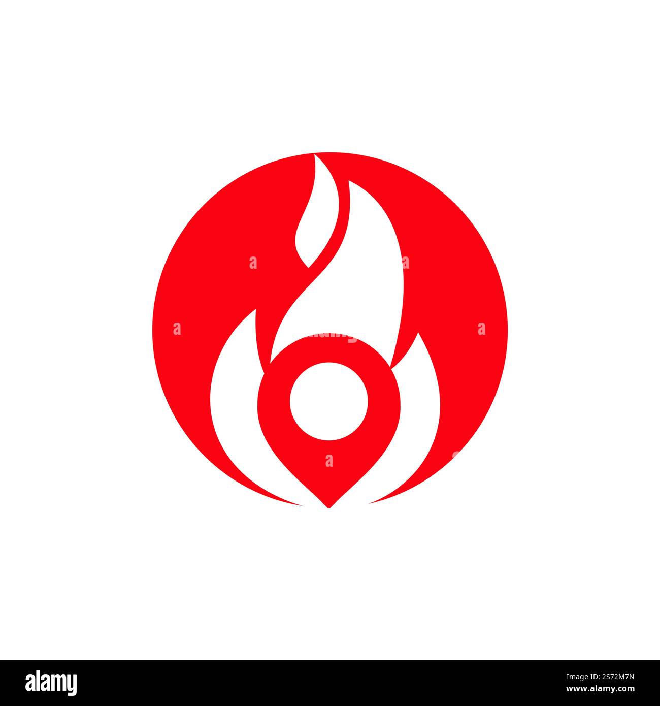 Design-Vorlage für Logo „Fire Pin Vector“. Designkonzept Brandort Logo. Stock Vektor