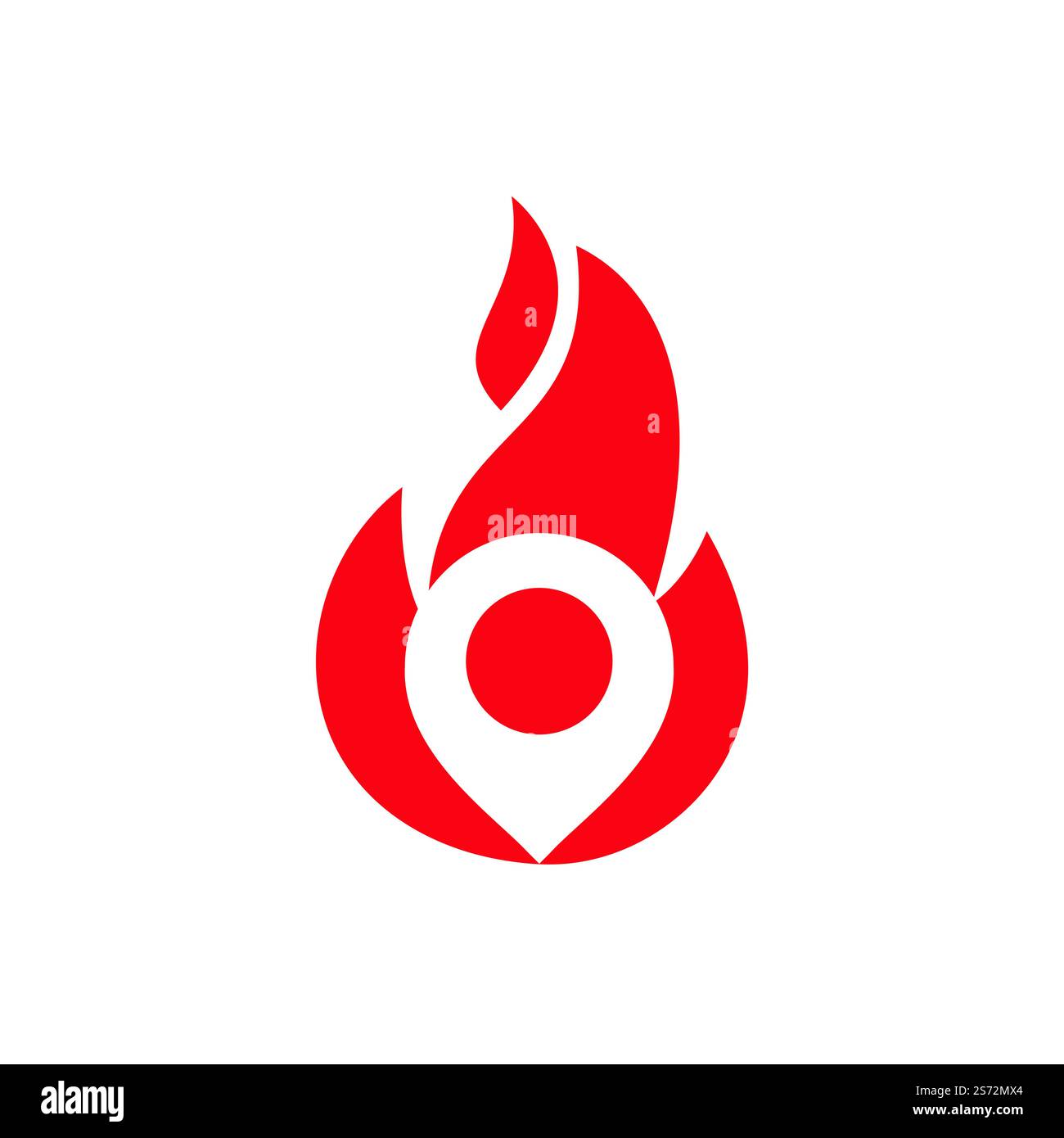 Design-Vorlage für Logo „Fire Pin Vector“. Designkonzept Brandort Logo. Stock Vektor