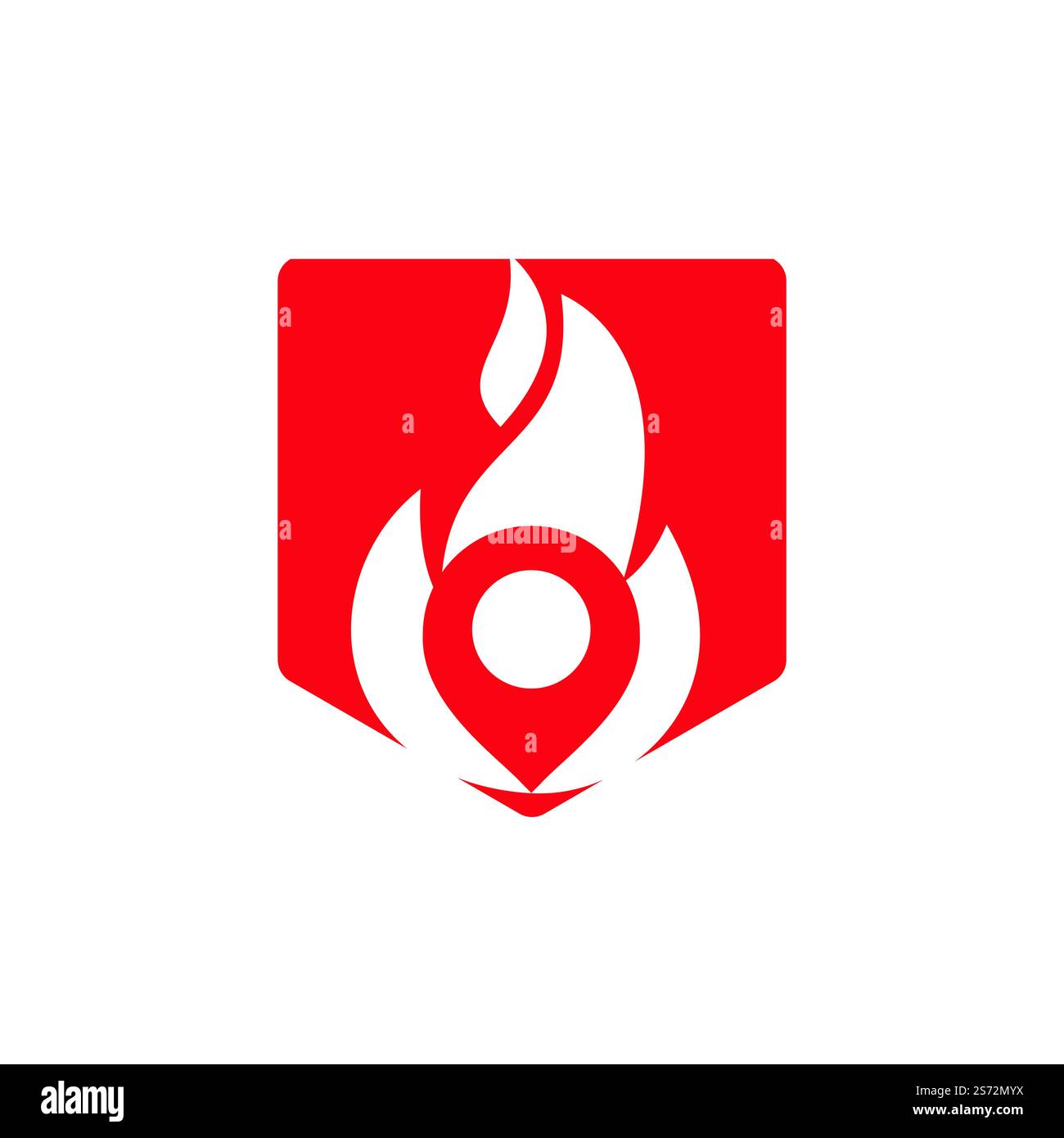 Design-Vorlage für Logo „Fire Pin Vector“. Designkonzept Brandort Logo. Stock Vektor