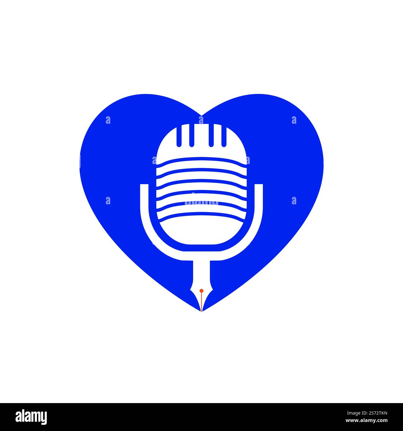 Stiftmikrofon Konferenz-Podcast-Radio-Logo. Vektor-Logo-Design für Bildungs-Podcasts. Stock Vektor