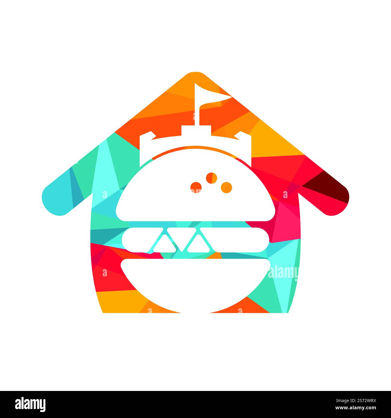 Burger Castle Vektor-Logo-Design. Fort Burgher Logo-Design. Stock Vektor