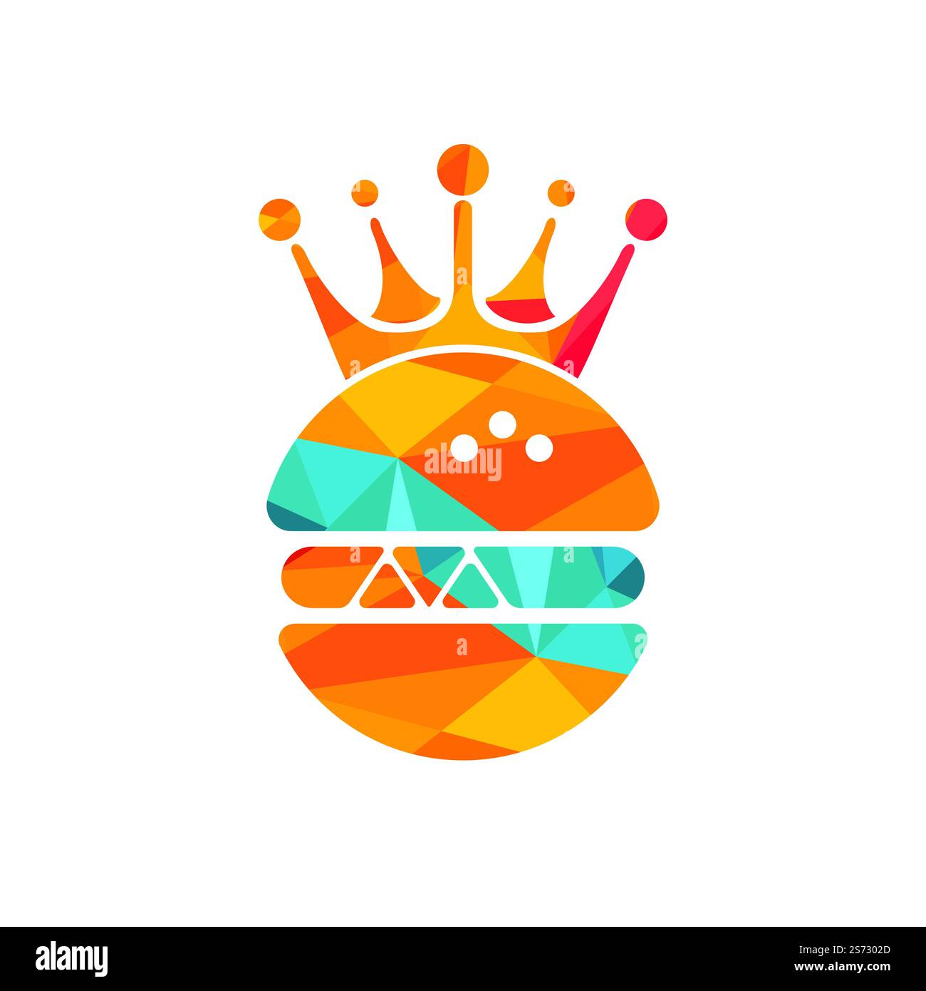 Burger King Vektor-Logo-Design. Burger mit Crown Icon-Logo. Stock Vektor
