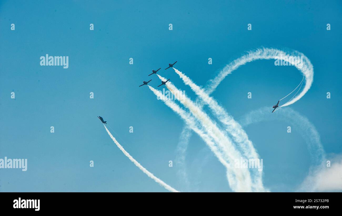 Patrulla Aguila Aerobatic Team, Festival aereo Torre del Mar, Malaga. Stockfoto