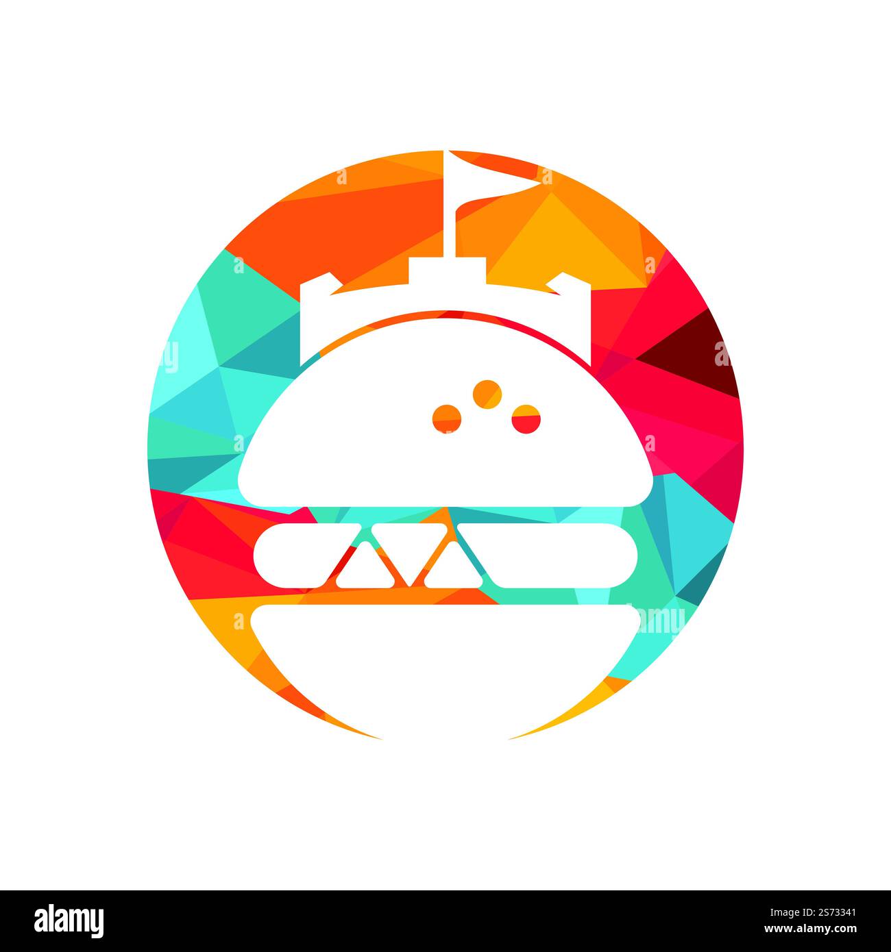 Burger Castle Vektor-Logo-Design. Fort Burgher Logo-Design. Stock Vektor
