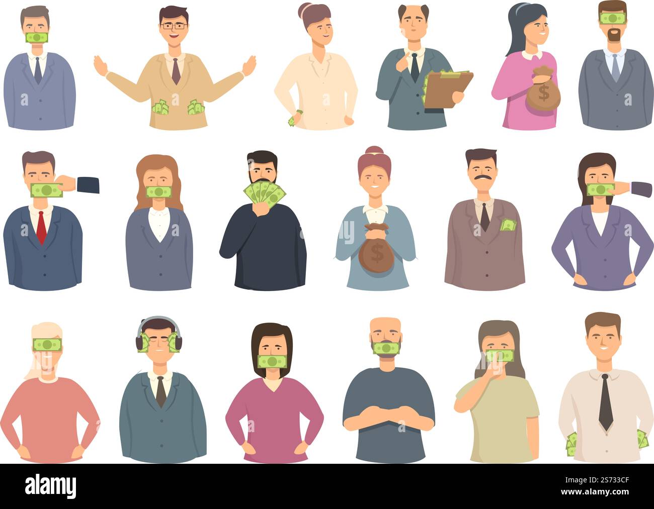 Lobbyisten-Ikonen setzen Cartoon-Vektor. Politisches Handeln. Geschäftskunde. Lobbyisten-Ikonen setzen Cartoon-Vektor. Politisches Handeln Stock Vektor