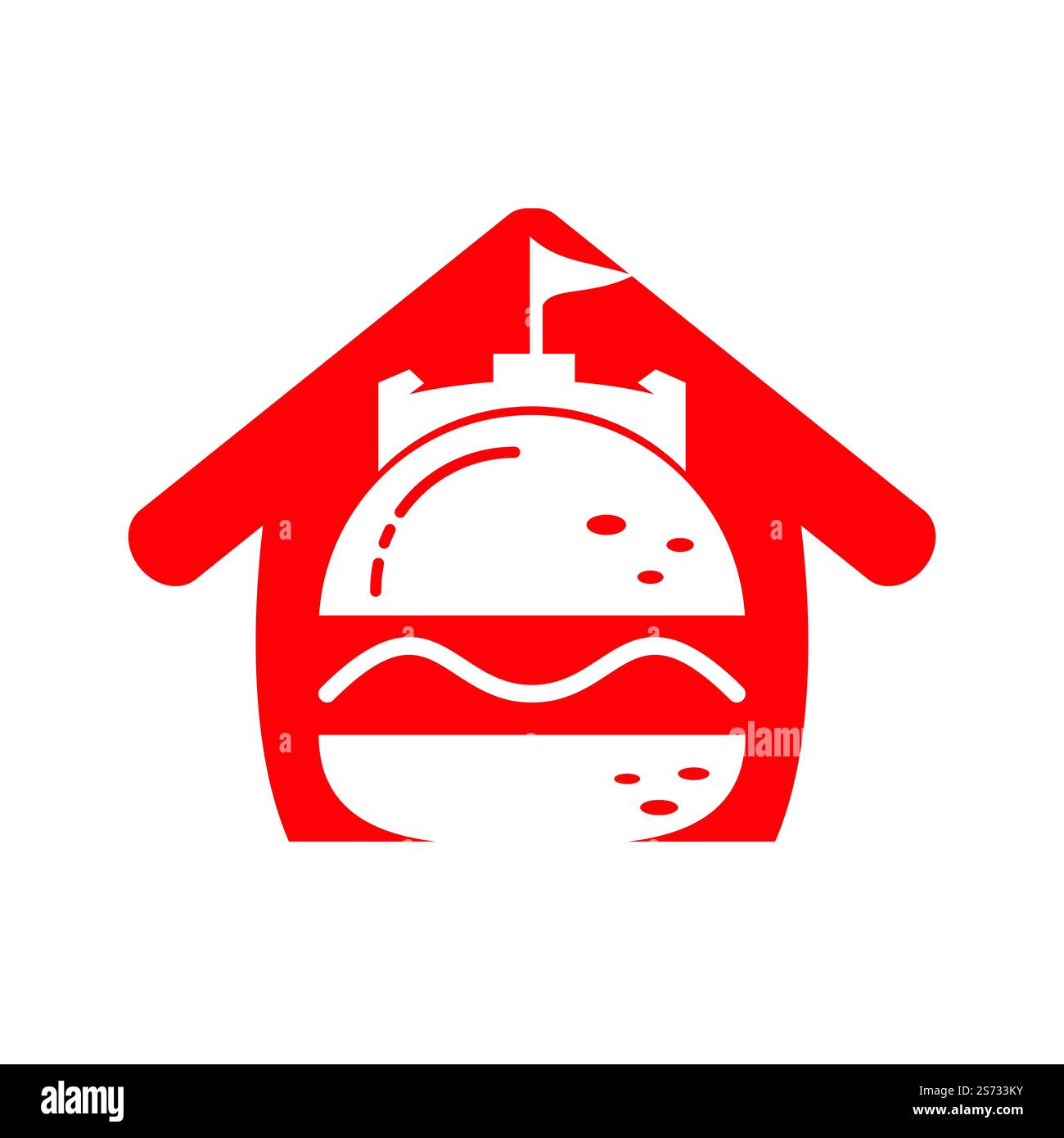 Burger Castle Vektor-Logo-Design. Fort Burgher Logo-Design. Stock Vektor
