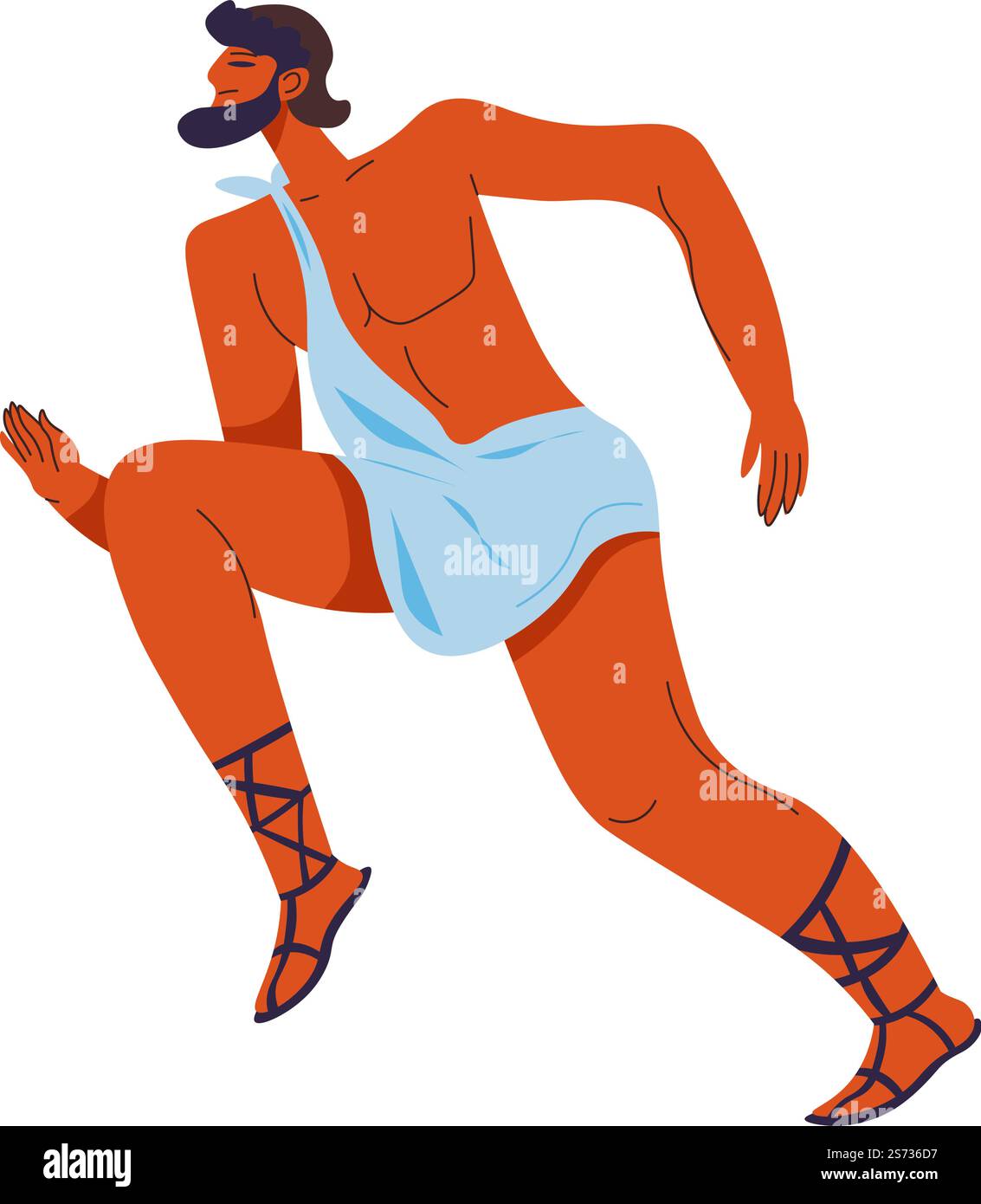 Männlicher Charakter im antiken rom oder griechenland, der Sport macht ...