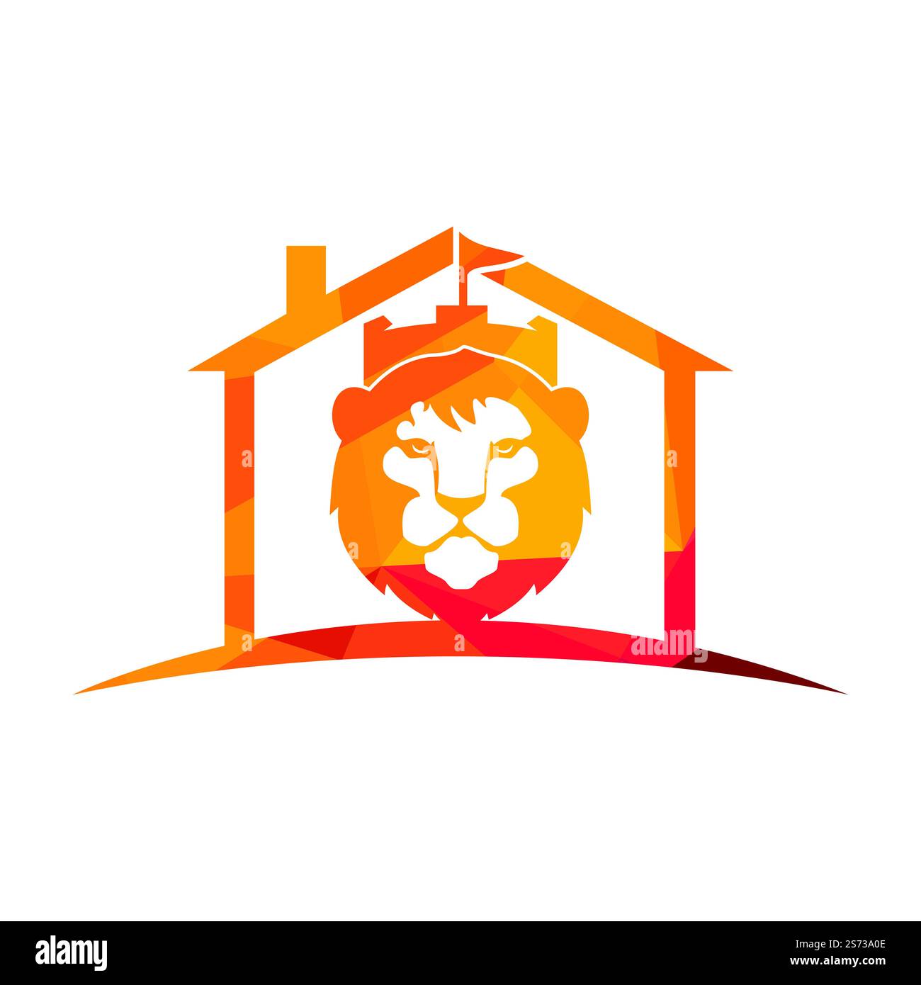 Löwenfort Vektorlogo-Designvorlage. King Castle Logo Konzept. Stock Vektor