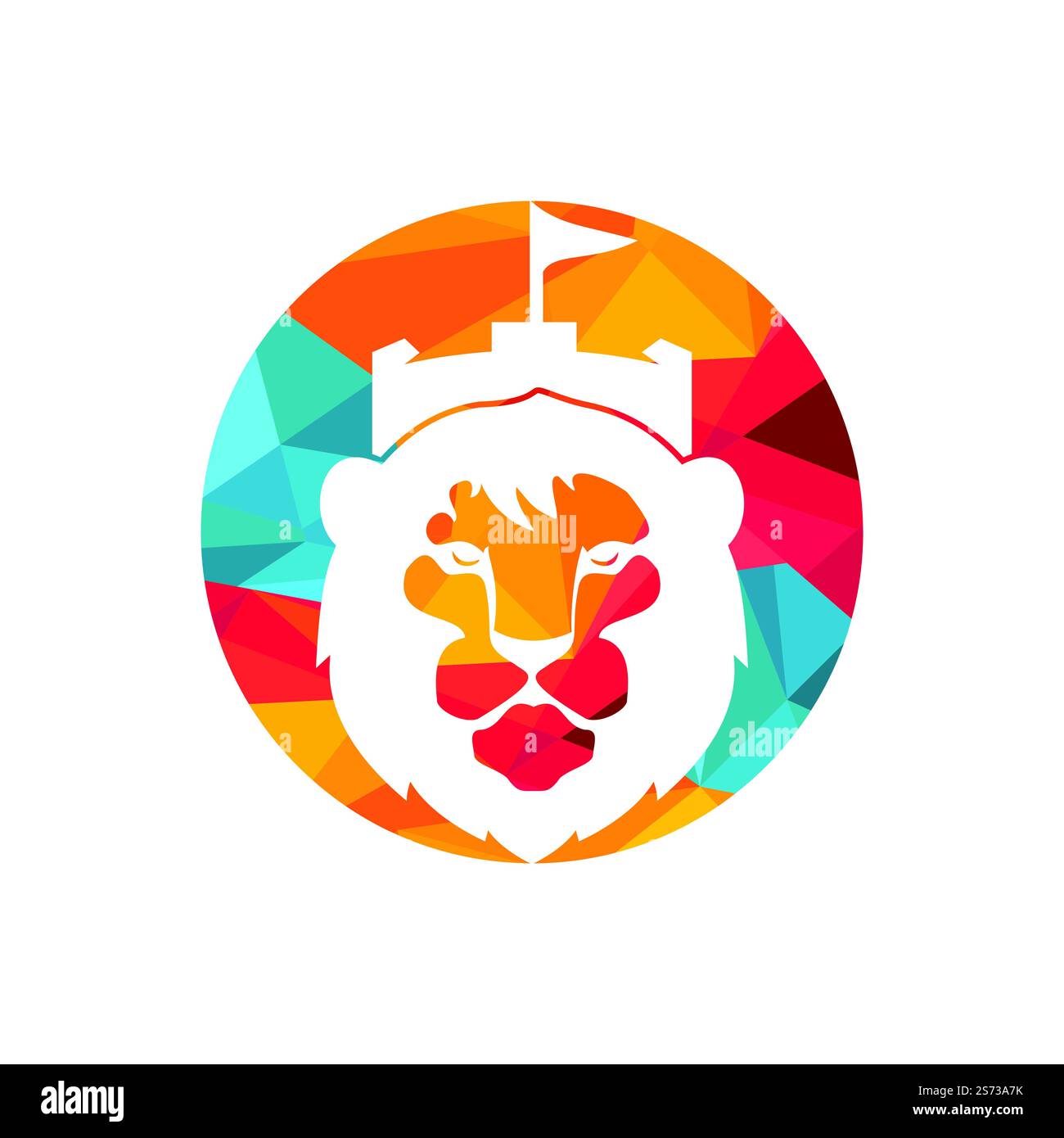 Löwenfort Vektorlogo-Designvorlage. King Castle Logo Konzept. Stock Vektor