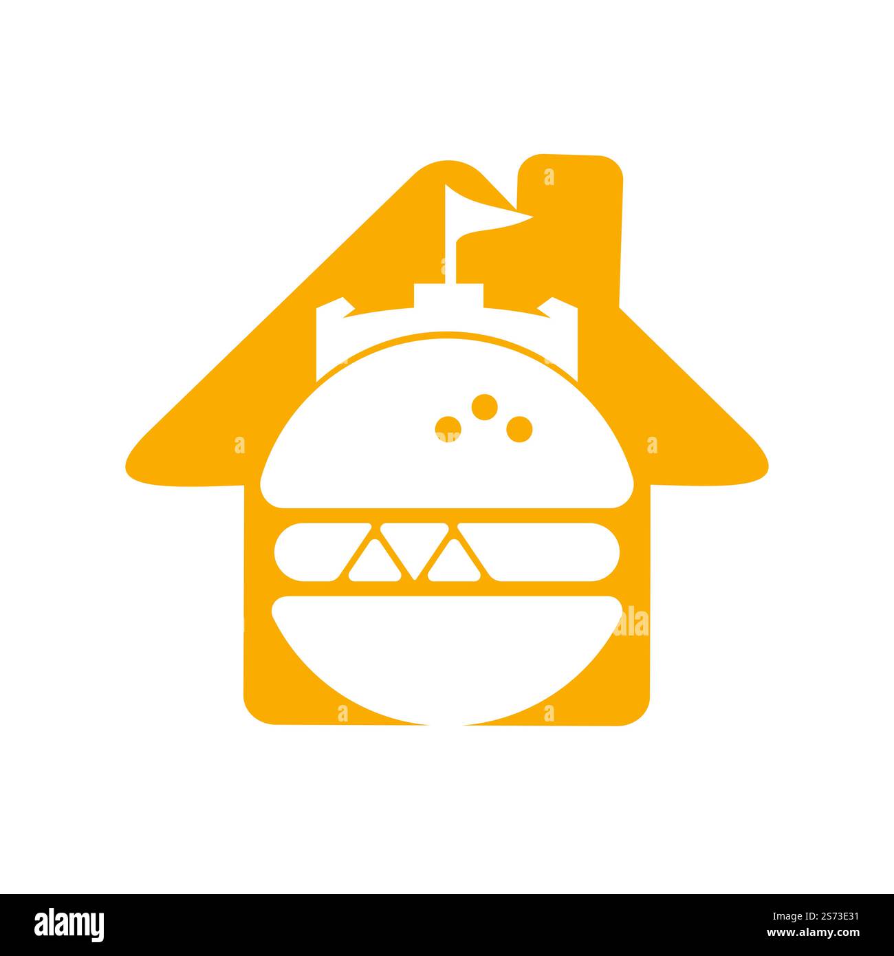 Burger Castle Vektor-Logo-Design. Fort Burgher Logo-Design. Stock Vektor