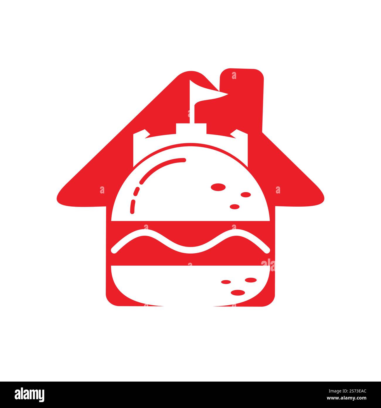 Burger Castle Vektor-Logo-Design. Fort Burgher Logo-Design. Stock Vektor