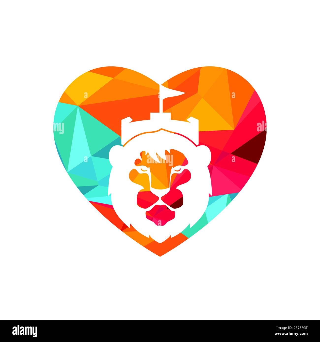 Löwenfort Vektorlogo-Designvorlage. King Castle Logo Konzept. Stock Vektor