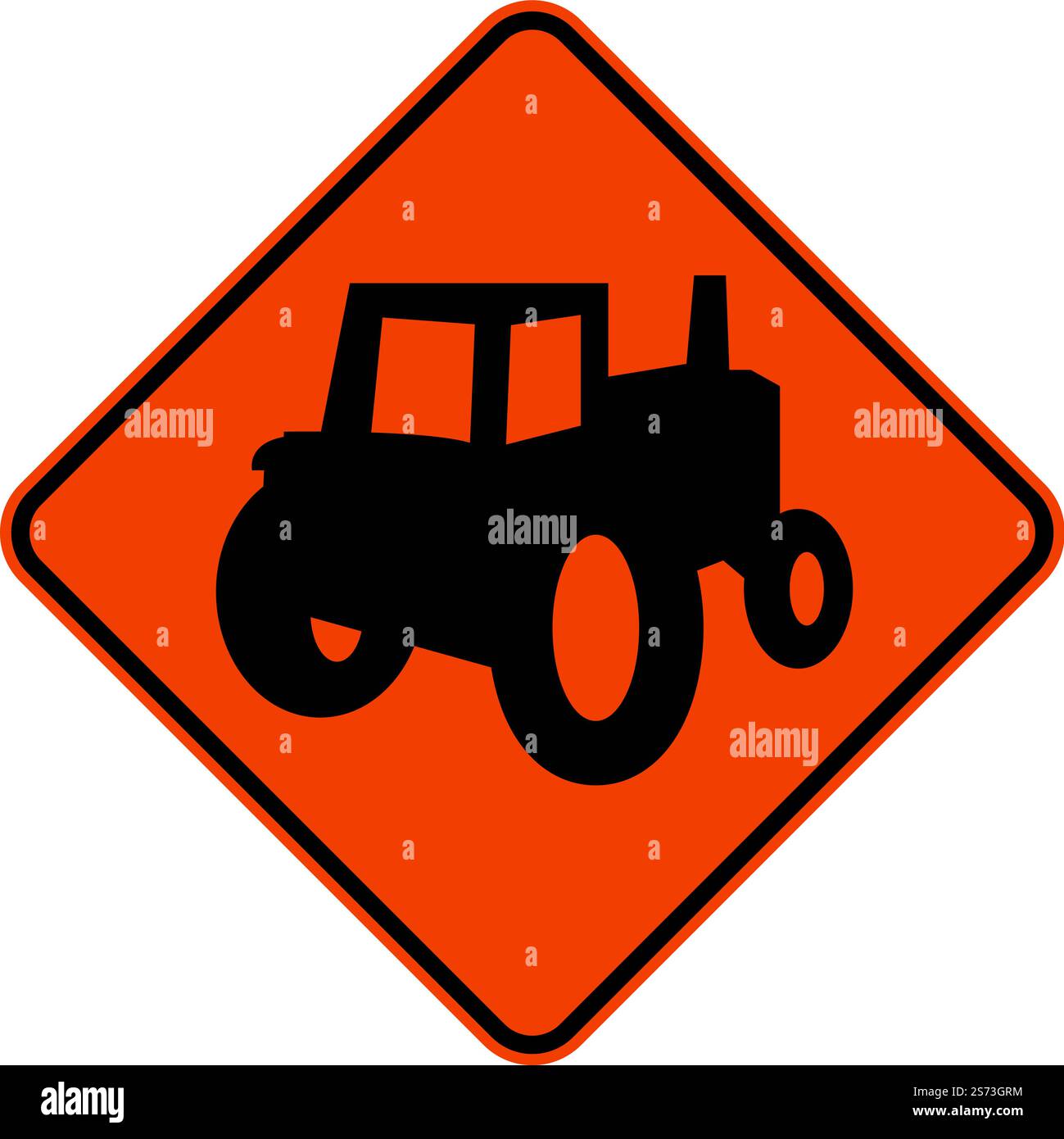 Landmaschinen-Crossing-Schild Auf Weißem Hintergrund Stock Vektor