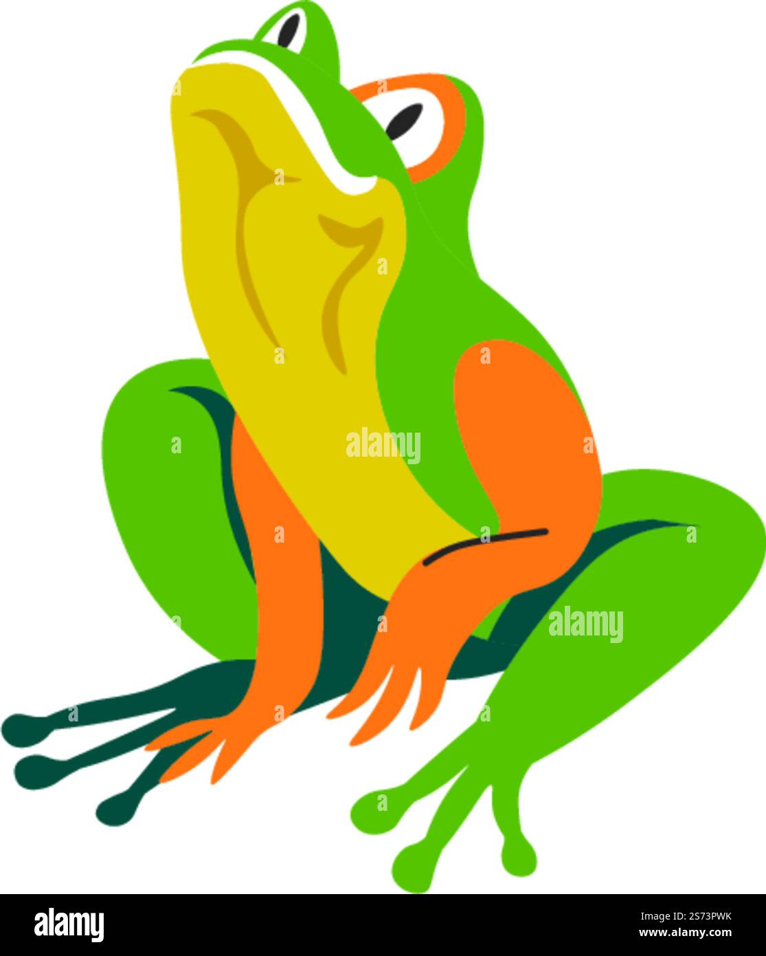 Exotische Tiere und Tierwelt, isolierte tropische Frosch wilde Reptilien mit farbenfroher Hautfarbe. Zoo-Amphibien, Karikaturfauna und Wildnis oder Lebensraum von Lebewesen. Vektor in abgewickelter Darstellung. Tropischer Frosch, exotische Tierwelt Reptilientiere Stock Vektor