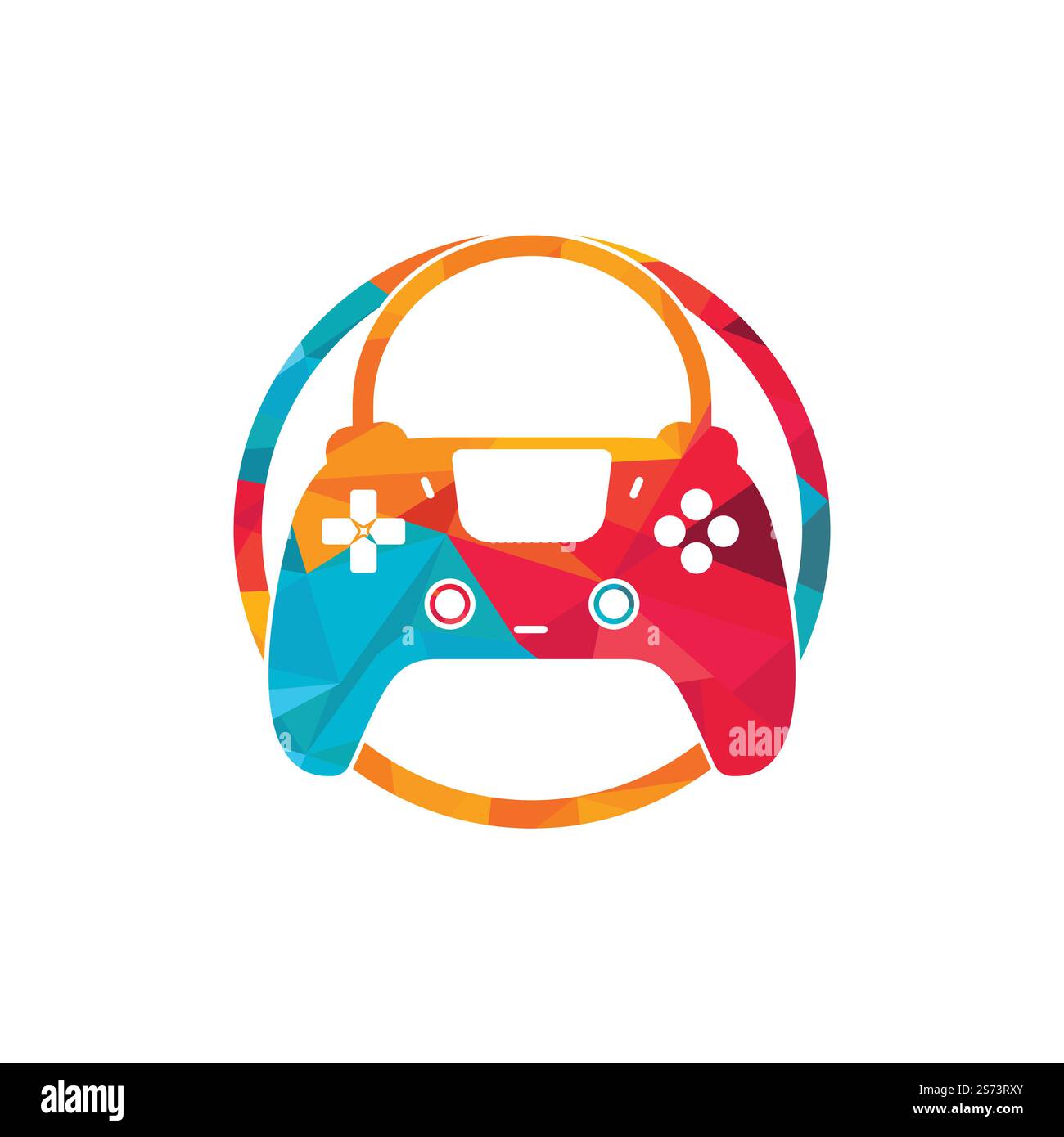 Vektorlogo für den Game Shop. Design. Einkaufstasche Kombination Joystick Symbol Vektordesign. Stock Vektor