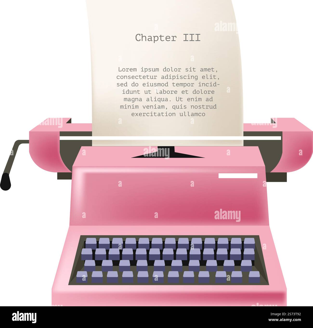 Druck- und Verlagsberuf, isolierte Vintage-Schreibmaschine, Retro-Modell. Journalismus oder Zeitungsarbeit, Dichter oder Schriftsteller, die an Kapiteln arbeiten. Altmodisches Gadget mit Knöpfen. Vektor in der Ebene. Vintage-Schreibmaschine, Druck und Verlagswesen Stock Vektor