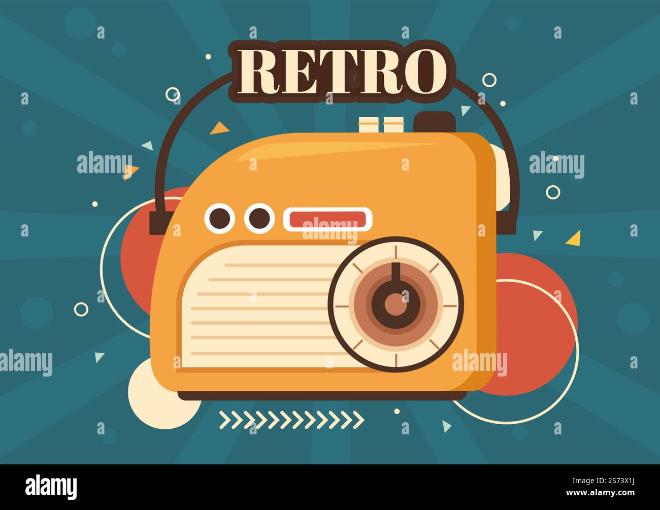 Retro-Radio-Player-Stil für Aufnahme, alten Empfänger, Interviews Promi-und Musikhören in Vorlage Hand gezeichnet Cartoon flache Illustration Stock Vektor
