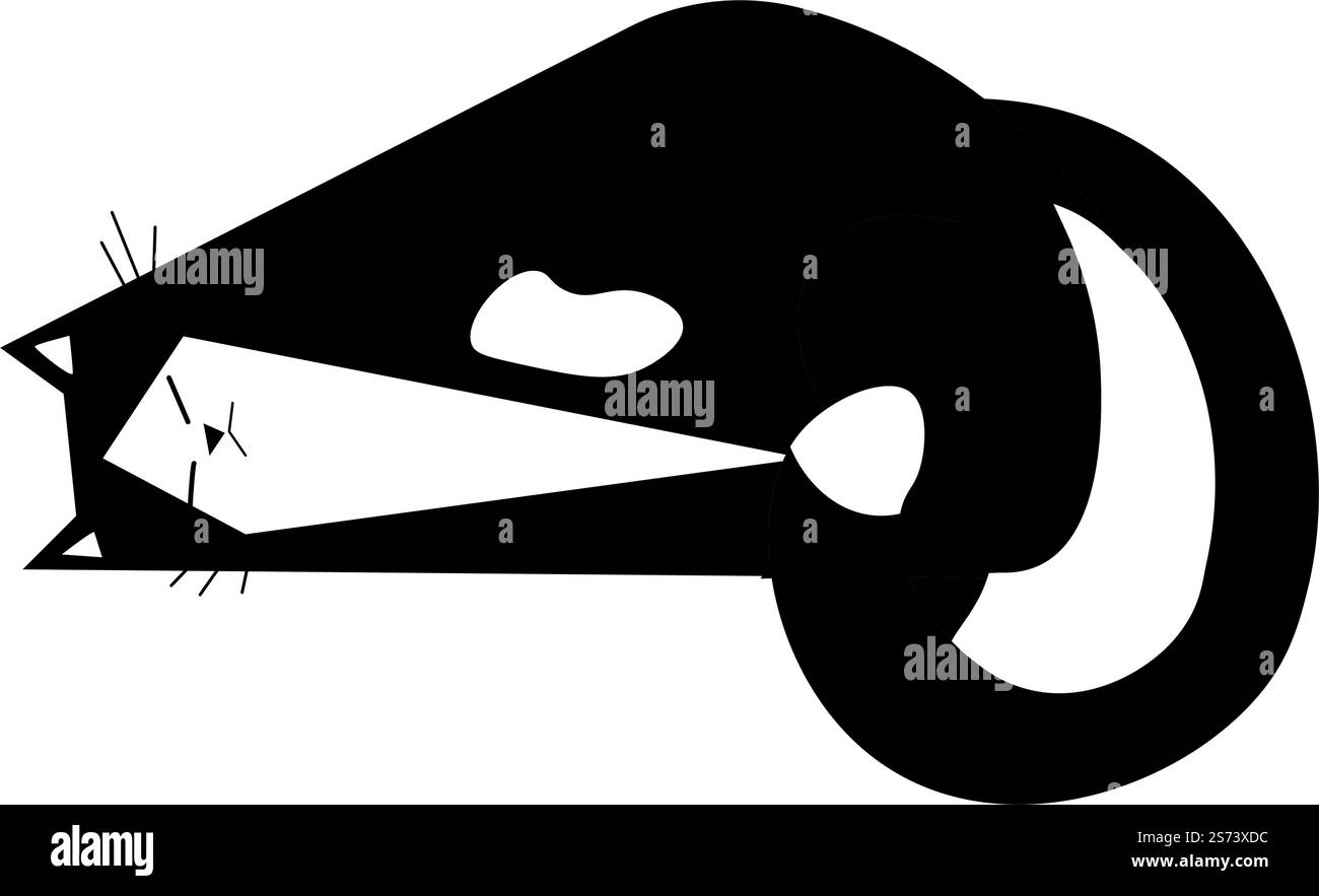 Schläfriges katzenes Haustier, isoliertes Porträt schlafender Kätzchen. Die Katze liegt bequem, schläft und ruht sich aus. Entspannendes Kätzchen, freundlicher Begleiter und Säugetier mit Pelz. Vektor in abgewickelter Form. Kitty schläft, Katzentier, das ein Nickerchen macht Stock Vektor