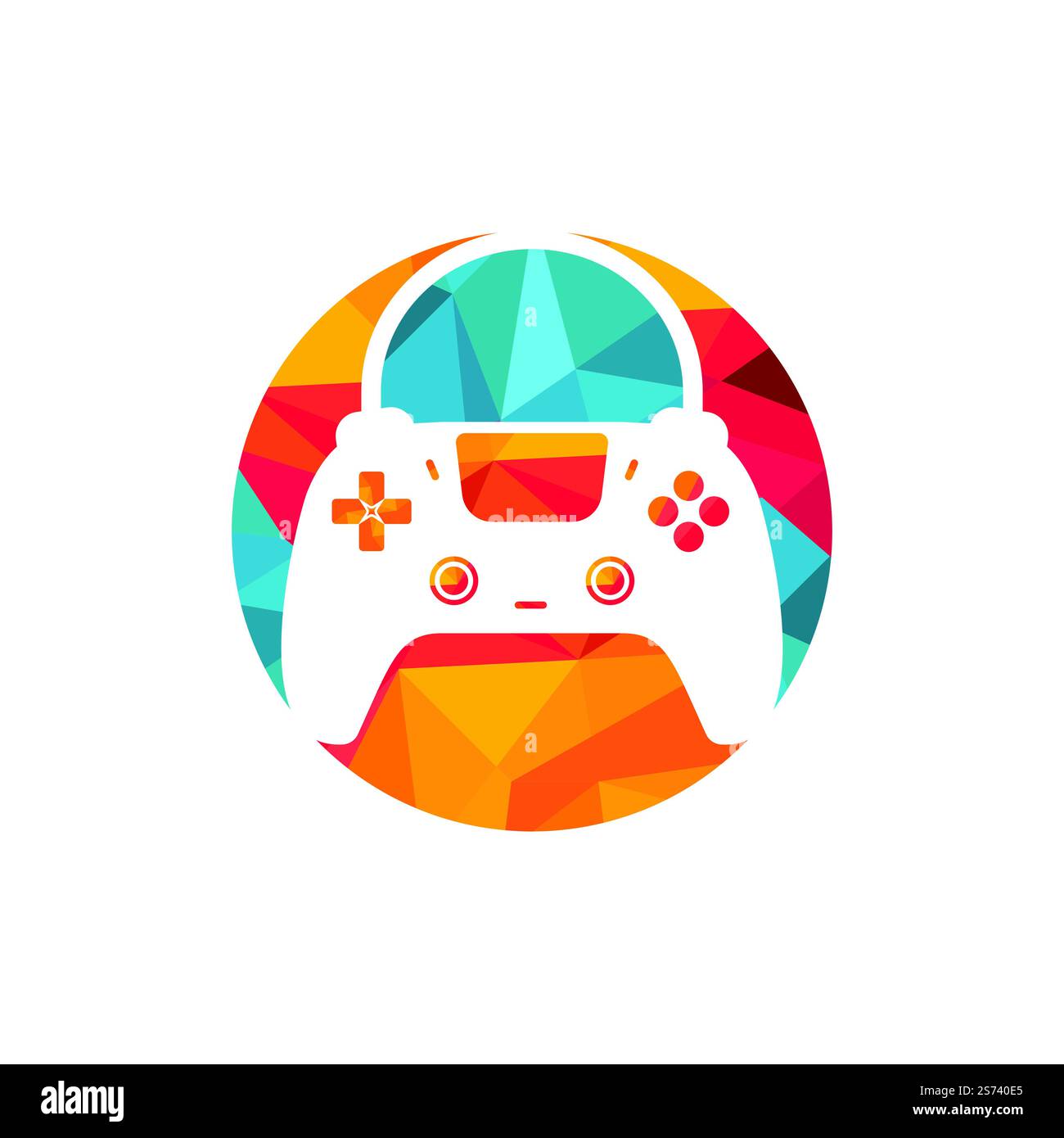 Vektorlogo für den Game Shop. Design. Einkaufstasche Kombination Joystick Symbol Vektordesign. Stock Vektor