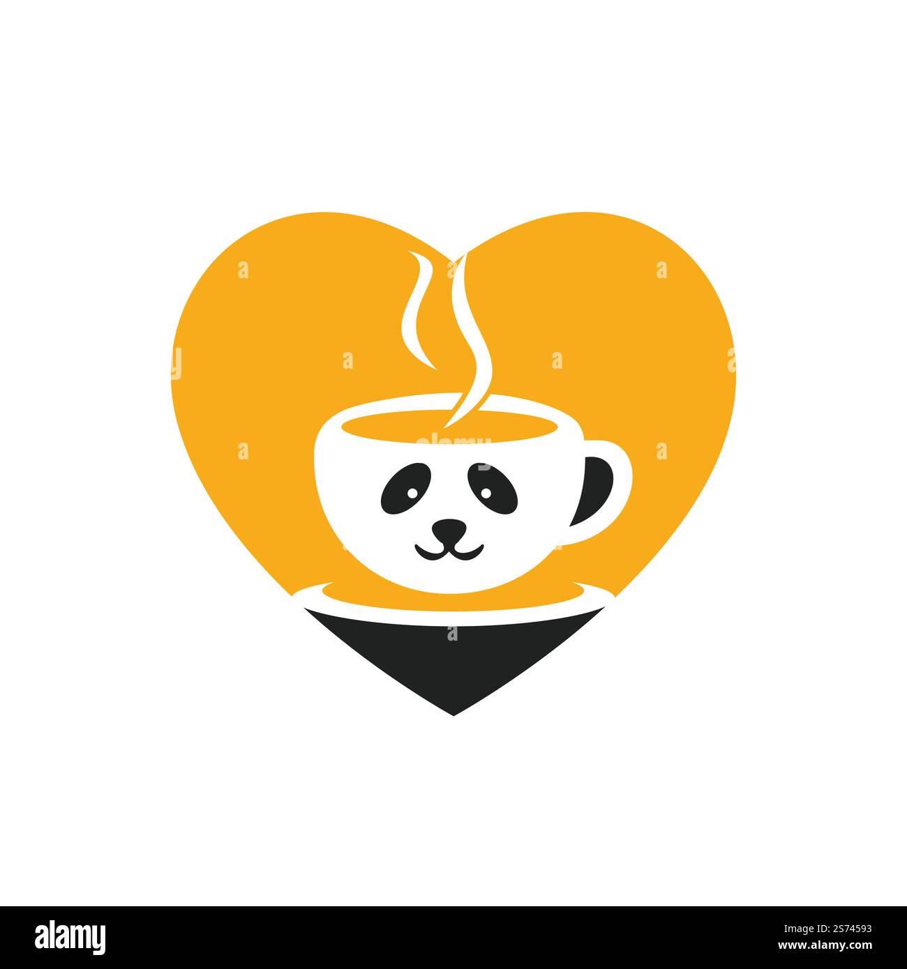 Designvorlage für Panda Coffee Vector Logo. Café-Bar oder Restaurant-Logo-Konzept. Stock Vektor