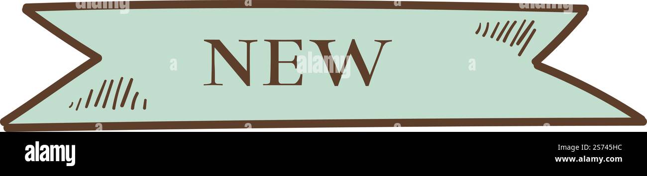 Neues Etikett in Flaggenform. Vintage-Bandanhänger isoliert auf weißem Hintergrund. Neues Etikett in Flaggenform. Vintage-Bandanhänger Stock Vektor