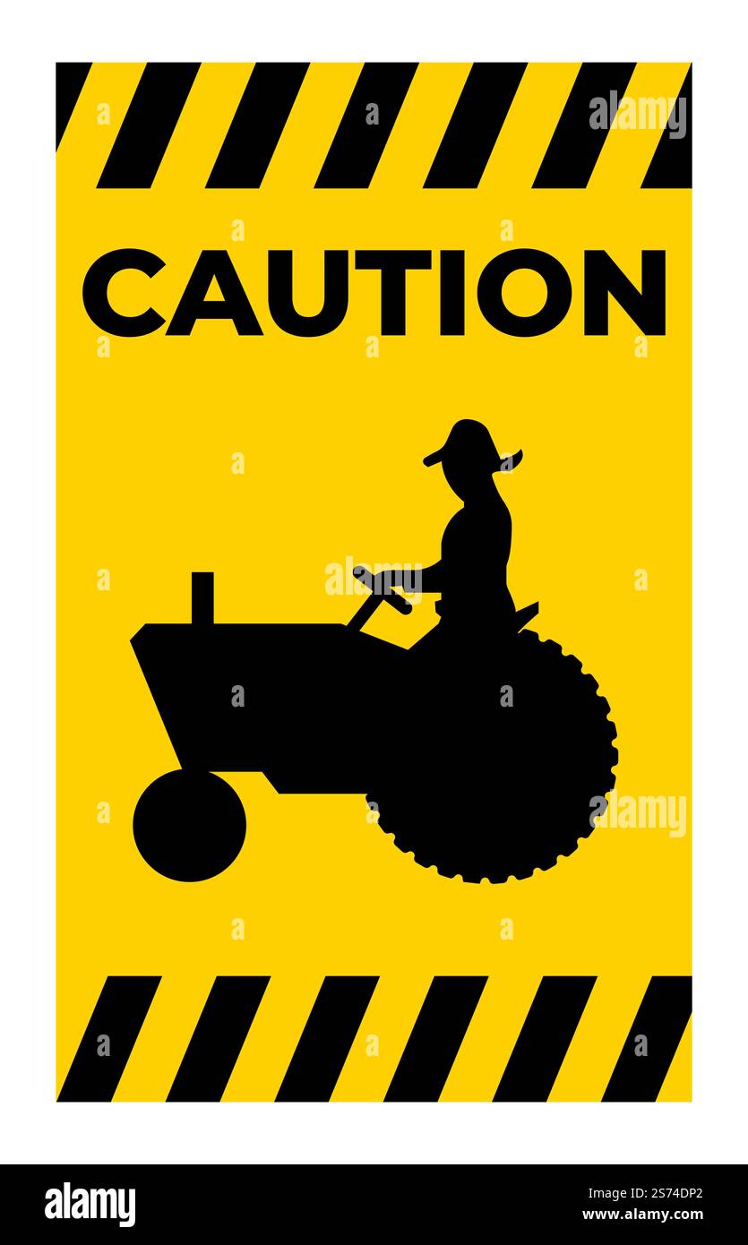 Landmaschinen-Crossing-Schild Auf Weißem Hintergrund Stock Vektor