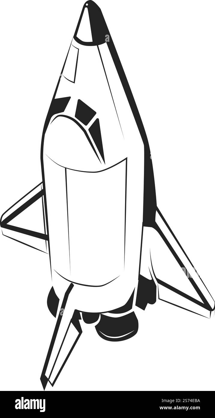 Shuttle-Symbol. Moderne Weltraumrakete. Air Force Fahrzeug isoliert auf weißem Hintergrund. Shuttle-Symbol. Moderne Weltraumrakete. Luftwaffe Stock Vektor