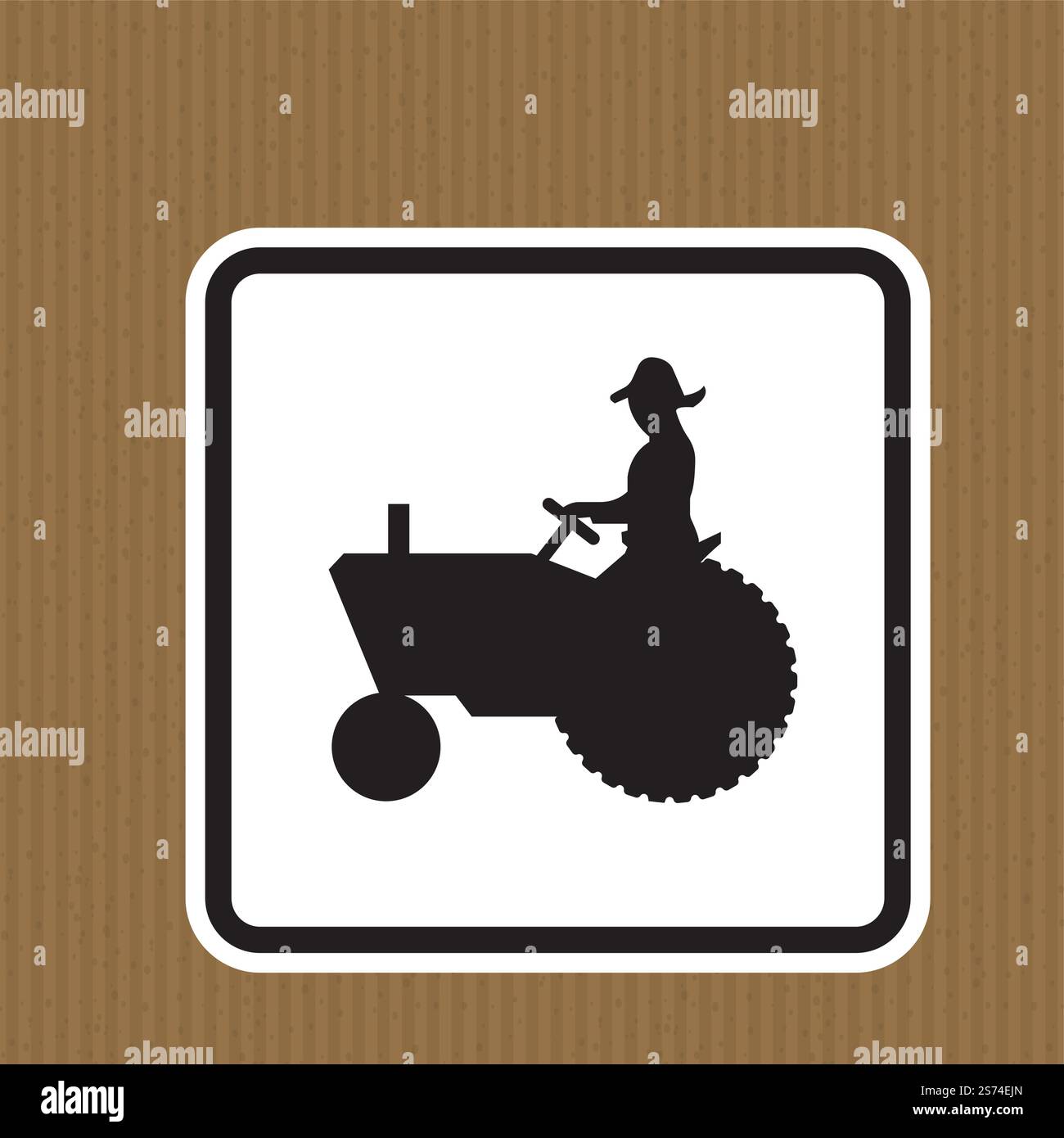 Landmaschinen-Crossing-Schild Auf Weißem Hintergrund Stock Vektor